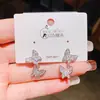 Nuevos Pendientes de Borla con Colgante de Circonita de Mariposa Doble de Aguja de Plata para Mujer, Pendientes de Botón Versátiles de Gama Alta Estilo Coreano