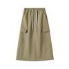 Saia de Workwear Cáqui para Mulheres, Nova Primavera/Verão 2026 Cintura Alta Linha A Emagrecedora Petite Saia Retrô Americana