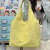 Bolsa Tote Bordada com Letras Dia Claro Sal Marinho Estilo Girly Japonês Coração Leve Atmosfera de Oxigênio Versátil para Viagem Compras Bolsa de Ombro