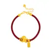 Mismo Estilo que la Tienda Dorada Puzuo Pulsera de Hilo Rojo con Caballo del Zodiaco Dorado Plateado para Mujeres en el Año del Caballo