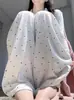 Pantalones Casuales de Arroz Pegajoso de Cintura Alta Nuevos de Verano para Mujer Tallas Grandes Sueltos Adelgazantes Suaves Pegajosos con Caída Lunares Rectos de Pierna Ancha