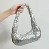 Bolsa de Braço Tendência em Folha de Alumínio Transfronteiriça, Sensação de Bolsa de Mão de Alto Padrão, Bolsa de Festa Clutch, Bolsa de Noite com Strass, Bolsa de Mão Brilhante com Lantejoulas