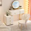 Tocador de Madera Maciza Dormitorio Moderno Simple Tocador de Pizarra Gabinete de Almacenamiento Espejo de Maquillaje Integrado Belleza y Elegante