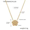 Rueda de la Fortuna Flor de Ciruelo Incrustada con Circonita Diamante Super Brillante Lujo Temperamento Collar Pulsera Dongguan Acero Inoxidable Joyería Traje