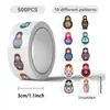 500 Adesivos de Boneca Matryoshka Russa, Desenho Animado Fofo Criativo Transfronteiriço Material para Caderno de Recortes, Adesivos Autoadesivos para Envelopes