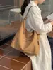 Bolsa de lona estilo coreano, casual y de gran capacidad, artística y de nicho, bolsa de hombro con sensación de alta gama, bolso de mano para mujer moderno y simple