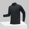 Camiseta de Manga Comprida Masculina com Meio Zíper Outono e Inverno Roupas para Fitness Esportes Treinamento Roupa Esportiva de Secagem Rápida Profissional para Corrida e Ciclismo