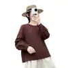 Moda Outono 2026: Suéter Estilo Artístico Dupla Camada Algodão Gaze Manga Longa para Mulheres, Top Casual Slim-Fit Atacado