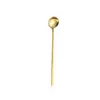 Estilo Ins Acero Inoxidable 304 Cuchara Redonda Pequeña Dorado Mango Largo Palillos de Café Postre Té con Leche Agitador Cuchara Popular Pastel