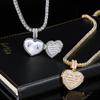 Joyería Hip-Hop Europea y Americana Pequeño Colgante de Corazón Flip para Foto Cobre con Circonitas Marca de Moda Personalizado Marco de Fotos Collar para Hombre