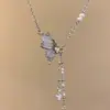 Collar de Mariposa con Perlas Ins Explosivo Lujo Ligero Versátil para Mujer Cadena de Clavícula de Alta Gama Moda Distintiva Verano