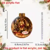 Pingente Acrílico Plano Pequeno de Natal Padrão Bola de Natal Redonda Ornamento Pendurado Árvore de Natal Decoração de Interior de Carro Pingente Pequeno