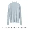 Suéter de Cashmere com Gola Meia-Alta, Camada Base de Tricô Slim-Fit, Pulôver Quente para Outono e Inverno, Cor Sólida, Estilo Curto