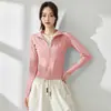 Cárdigan Deportivo de Secado Rápido, Cuello Alto, Manga Larga, Prenda para Correr y Fitness, Chaqueta Deportiva de Yoga, Chaqueta Ajustada de Secado Rápido para Mujer