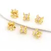 Chapado en Oro de 14K Conserva el Color Microincrustado Flor de Circonita Espaciador Cuentas Accesorios de Joyería Pulsera DIY Materiales de Accesorios para Ensartar C45