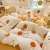 Juego de ropa de cama de terciopelo de leche de cuatro piezas, grado A, seguro para bebés, con sábana bajera de doble cara con forro polar, funda de edredón y juego de sábanas de tres piezas
