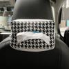 Venda Direta do Fabricante: Caixa de Lenços para Carro com Padrão Xadrez Houndstooth, Porta-Lenços de Carro para Pendurar Universal, Especificamente para Armazenamento no Carro