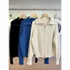 Zedai Jia Yi Ropa de Blogger Estilo Coreano Otoño e Invierno Versátil Canalé Doble Cremallera Solapa Suéter de Punto Chaqueta Cardigan para Mujer