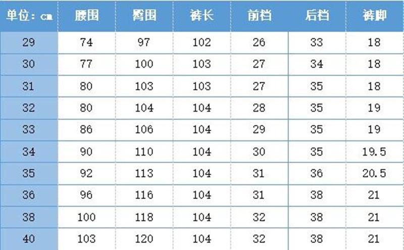 太子豹尺码表