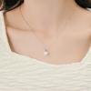 Collar de perlas semiincrustadas de plata esterlina S925 para mujer, versátil, sencillo, elegante y exquisito, cadena de clavícula.