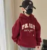 Moletom de Fleece para Meninos Outono e Inverno com Capuz 2025 Novo Estilo Roupas Vermelhas para Meninos Moda Rua Tops de Ano Novo para Crianças