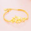 Pulsera Pavo Real de Oro Arena de Vietnam Pulsera de Flor Arenada para Mujer Latón Chapado en Oro de 24k Pulsera Chapada en Oro para Mujer