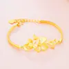 Pulseira de Pavão Dourado com Areia Vietnamita Flor Jateada Pulseira Feminina Latão Banhado a Ouro 24K Pulseira Banhada a Ouro para Mulheres