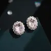 Pendientes Ovalados de Cristal con Borde de Encaje de Diseño Original Aleación de Cobre Microincrustación de Circonita Aguja de Plata S925 Pendientes de Alta Gama