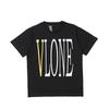 Atacado de fábrica Marca de moda europeia e americana vlone básica camiseta de manga curta com estampa de mãe com letra V grande, casais soltos de meia manga