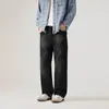 Pantalones Vaqueros para Hombre Fengshe Clanfit2026 Otoño Retro Lavado Desgastado Rectos Sueltos Multibolsillos para Hombre