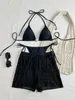 Comercio Electrónico Transfronterizo se Especializa en Suministrar Conjuntos de Bikini Sexy para Mujer al por Mayor Listos para Usar, Pantalones de Playa Casuales Semi-Transparentes de Nylon