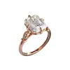 Explotaciones transfronterizas anillo clásico de diamante de cuatro garras oro rosa circonita regalo de San Valentín accesorios r7358