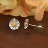Pendientes de Plata de Ley S925 con Forma de Margarita Amarilla Estéreo Pendientes de Lujo Sencillos y Accesibles Pendientes Dulces de Verano de Alta Gama para Mujer