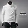 Camiseta Base de Manga Larga de Cuello Alto Fina para Hombre, Color Sólido de Otoño, Elegante Versátil Ajustada Moderna Simple Camiseta de Cuello Alto