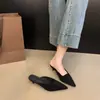 Zapatos Mule Puntiagudos Chuyuji para Mujer 2026 Nuevo Estilo Simple Europeo y Americano Moda Tacón Alto Punta Cerrada Medias Zapatillas para Uso en Exteriores