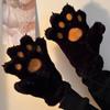 Guantes de medio dedo con forro polar para estudiantes, mujeres, de invierno, gruesos, cálidos, resistentes al frío, con forma de oso de peluche