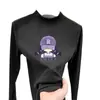 Camiseta de manga longa dupla face em fleece estilo coreano para meninas, coleção outono e inverno, para crianças mais velhas, justa, quente, gola alta discreta, base casual