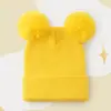 Chapéu de Lã Popular Espesso e Quente para Outono e Inverno com Logo Personalizável, Chapéu de Tricô Colorido Sólido Bonito à Prova de Vento para Uso ao Ar Livre com Dois Pompons