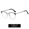 91358 Armazón de Gafas Anti-Luz Azul Calidad de Exportación para Hombre Metal Óptico Armazón Grande Apariencia Adelgazante Espejo Plano Decorativo