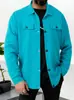 Nueva Chaqueta Abrigo Casual de Hombre Amazon Transfronterizo Otoño Waffle Color Sólido Bolsillo Superior Manga Larga
