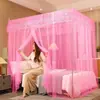 Mosquitero para Habitación de Casa 1.8m Puerta Abierta Cama de 1.8x 2m Soporte de Piso Mosquitero con Patrón Nuevo Estilo Anti-Mosquito Engrosado y Tejido Denso