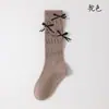 Novas Meias Longas de Outono para Meninas Meias de Algodão Primavera e Outono Meias para Panturrilha Infantil Cor Sólida Retro Versátil Meias Largas para Bebê Menina