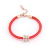 Pulseira de Corda Vermelha Benmingnian Feminina Estilo Coreano Simples Personalizada Para Estudante Namorada Três Anéis Diamante Joia Versátil Corda de Mão