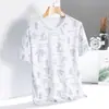 Camiseta Deportiva de Manga Corta Estampada de Seda Helada Transfronteriza para Hombre, Nueva de Verano, Cuello Redondo, Moderna, de Secado Rápido, Delgada, Top para Hombre