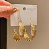 Aretes Geométricos de Círculo C de Colores~Zirconia de Lujo Ligero, Aretes Personalizados y Exagerados Estilo Europeo y Americano, Accesorios para Orejas de Gama Alta de Nicho