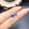 Pendientes de Botón de Zafiro con Incrustación de Plata S925, Piedra Principal 4*5, Perla Natural, Cierre de Plata 925, Pendientes de Alta Gama