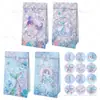 Bolsa de Regalo para Fiesta de Sirenas Pegatina Bolsa de Papel Plegable Bolsa de Papel Kraft de Princesa Caja de Dulces Decoración de Fiesta