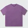 Camiseta de punto vintage de algodón pesado, estilo europeo y americano, teñida con cera lavada, manga corta holgada, para hombre y mujer, logo estampado personalizado bajo pedido
