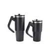 Taza Termo de Acero Inoxidable al por Mayor para Fabricantes con Diseño de Asa Giratoria, Asa para Coche, Taza Portátil de Gran Capacidad con Popote para Hielo