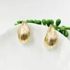 Brincos Elegantes Simples Metal Gotas d'Água Textura de Concha Brincos Femininos Brincos Coringa Diário C266